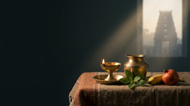 Minimal devotional concept representing Vishnu vrat