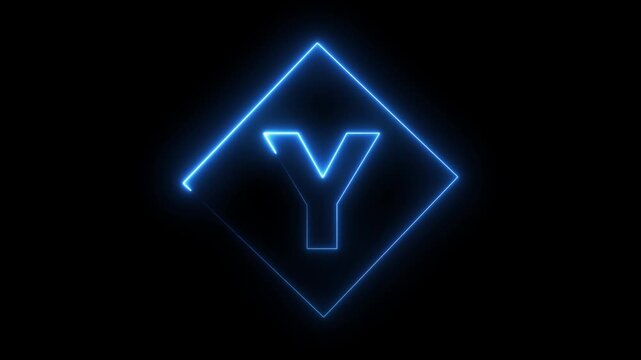 Glowing Neon Letter Y Icon, Neon alpha b box icon glow with transparent background