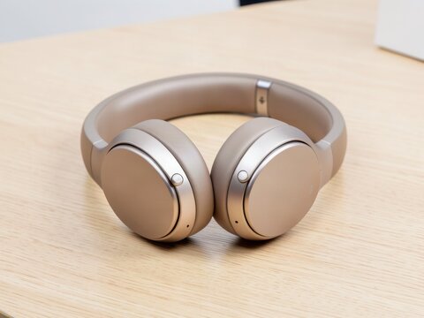 Modern Over-Ear Wireless Headphones on Oak Desk