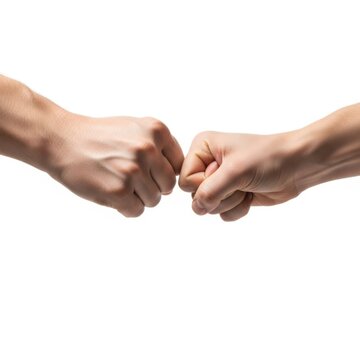Two fists bumping in close-up