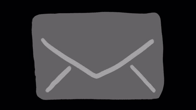 2D Hand Drawn Envelope Mail Message Animation Frame by Frame Overlay with Transparent Background Alpha Channel