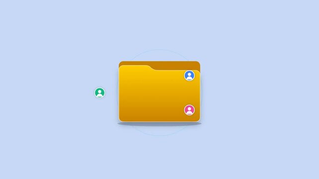 Cloud File Sharing Folder. Team Collaboration Storage Interface. User Permission Network. Shared Folder Access. Digital File Management. Cloud Storage Concept. Animated Technology Graphic