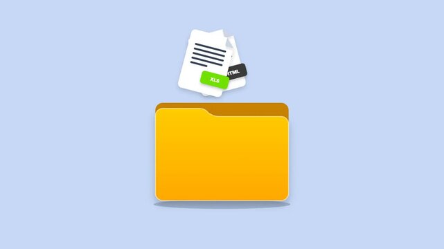 File Folder Storage Animation. Document Upload Interface. PNG HTML XLS File Conversion. Digital File Manager. Document Organization UI. Cloud Storage Concept. Minimal Animated Icon