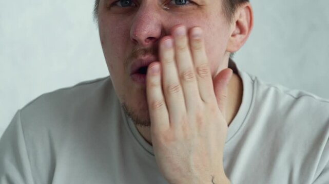 Toothache in a man.
Dental health.