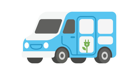 Fototapeta premium Electric vehicle with a plant growing from an electrical plug flat vector illustration