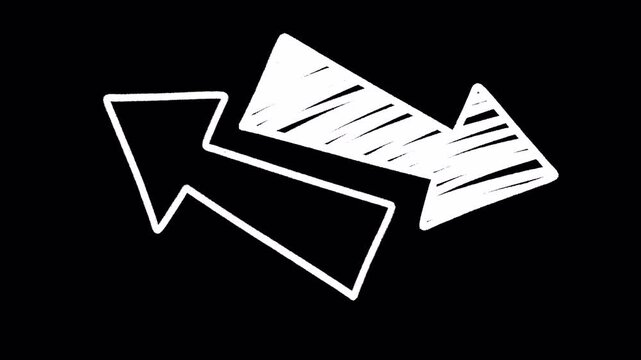 2D Hand Drawn White Pointer Arrows Animation Frame by Frame Overlay with Transparent Background Alpha Channel