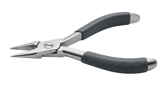 Orthodontic plier with slim precision metal jaws, smooth central pivot, ergonomic textured handles, and durable clinical-grade construction for controlled appliance adjustment. Photorealistic studio