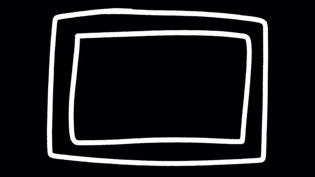 2D Hand Drawn Screen Frame Border Animation Frame by Frame Overlay with Transparent Background Alpha Channel
