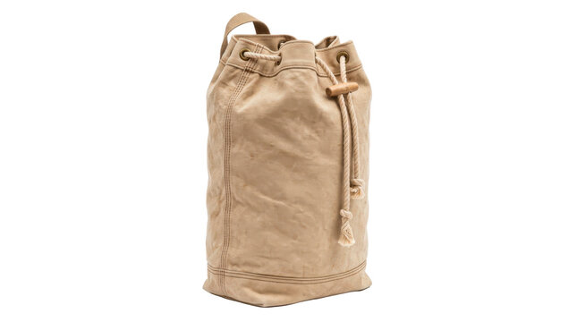 Mail sack with a large soft fabric body, reinforced seams, drawstring closure and durable utilitarian textile construction, designed for collecting and transporting letters or parcels. Photorealistic