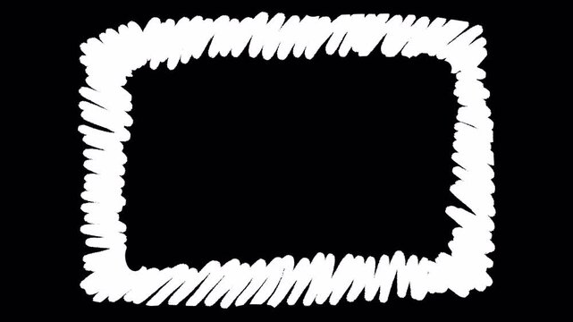 2D Hand Drawn Scribble Border Frame Animation Frame by Frame Overlay with Transparent Background Alpha Channel