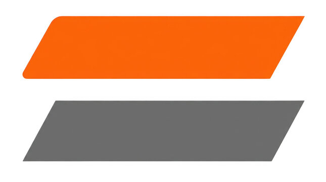 Orange and grey parallelogram shapes isolated on transparent background
