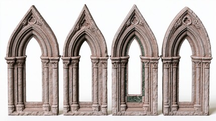 Obraz premium The Gothic arches: four ancient stone windows framed by columns