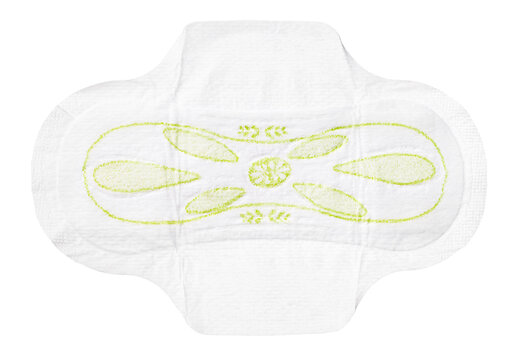 Absorbent pad with design on top surface intended for hygiene use