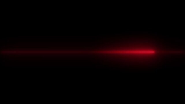 Abstract rad light laser beam line moving on black screen background
