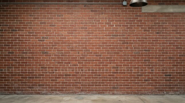 A dark brick wall extends into the distance, featuring a textured red brick pattern. A concrete ledge runs along the base of the wall.
