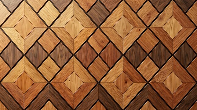 Highquality natural wood floor texture with a repeating geometric diamond pattern