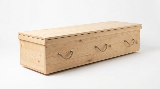 A simple wooden coffin examining traditional burial practices and the craftsmanship of final resting places