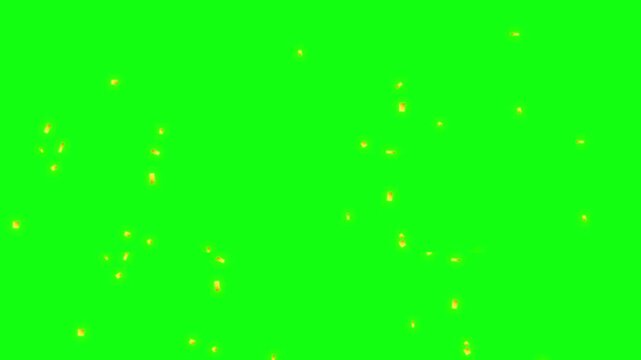 Golden Glowing Particles Floating on Green Screen Background Loop