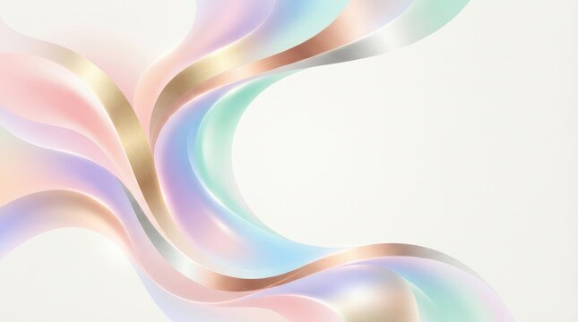 Abstract, flowing curves blend in a gradient of pastel colors, creating a dynamic and elegant design.