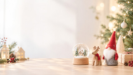 Fototapeta premium クリスマスの小物を飾った温かな冬のテーブル