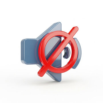 3d render of a muted speaker symbol isolated on white background