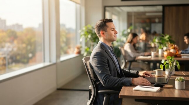 Professional Businessman Working in Modern Office Setting