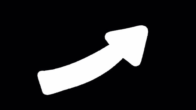 2D Hand Drawn Upward Arc Arrow Animation Frame by Frame Overlay with Transparent Background Alpha Channel