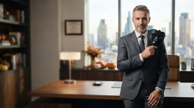 Professional Businessman with Sunglasses in Modern Office