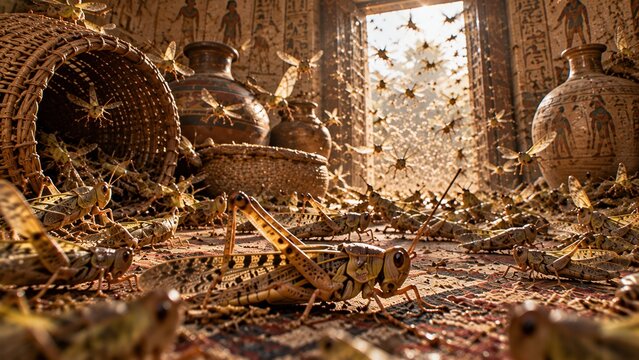 Plague of locusts in Egypt, Bible story.