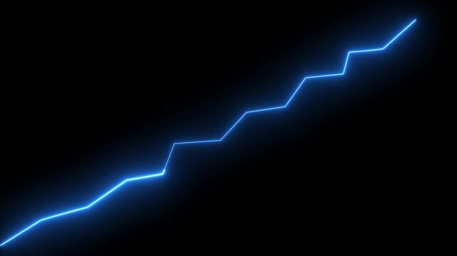 Neon Business chart icon isolated on screen black background . business chart graph. Zigzag up right arrow color,