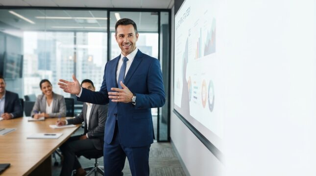 Professional Team Presenting Data Strategy in Modern Office