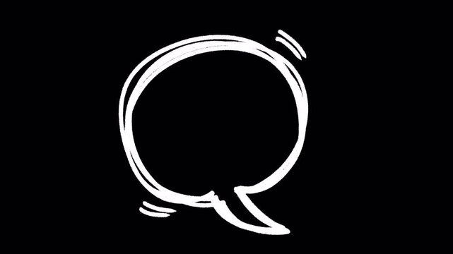 2D Hand Drawn Oval Speech Bubble Animation Frame by Frame Overlay with Transparent Background Alpha Channel