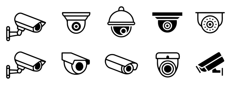 cctv security camera surveillance icon set