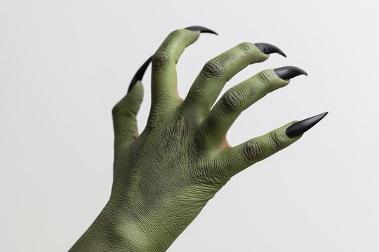 The Green Monster Hand with Long Black Claws Reaching Toward the Light