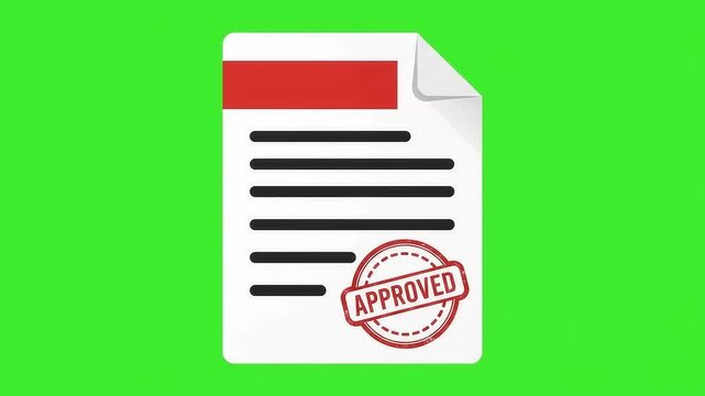Approved Rubber Stamp Hitting Document on Green Screen Background