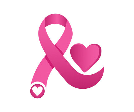 Breast Cancer Awareness PNG Graphic Featuring Pink Ribbon and Heart Embellishments on Transparent Background