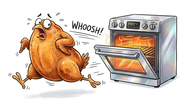 A delightfully illustrated cartoon depiction of a golden brown roasted turkey fresh from the oven embodies the spirit of thanksgiving and the joy of a