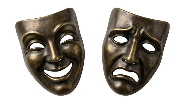 Black comedy and tragedy theater masks