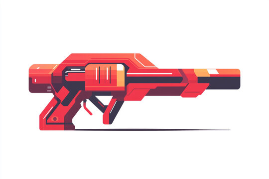 Futuristic handheld red plasma blaster ray gun weapon with sci fi weapon laser pistol space weapon energy weapon science fiction weaponry