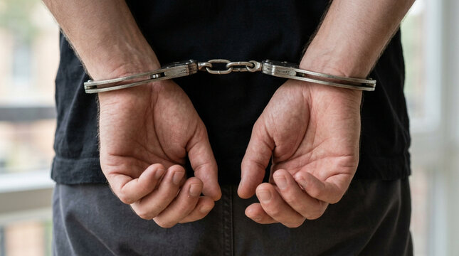 Suspect's Hands in Handcuffs, Arrest, Crime, Justice, Law Enforcement