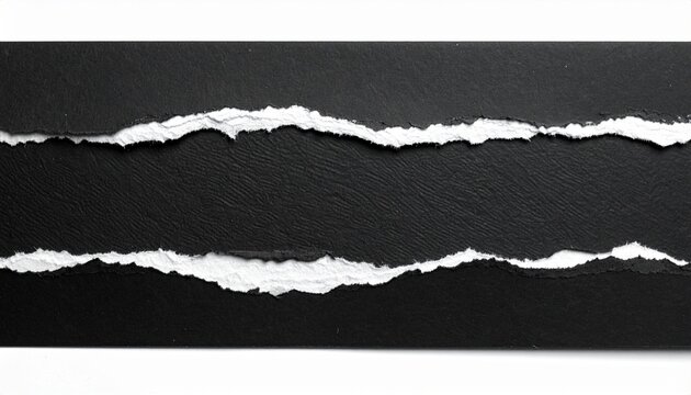 A high contrast abstract background featuring torn black paper edges with a white center strip perfect for creative design and layout mockups.