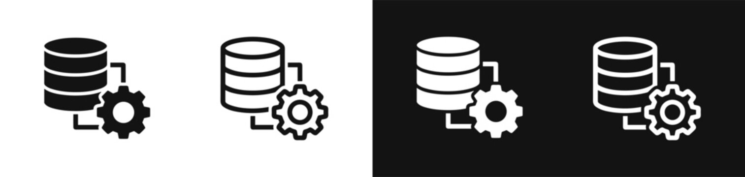 Database server management setting gear configuration icon set