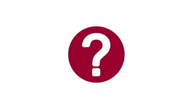 Dark rad question mark ball rolling animation icon on alpha transparent