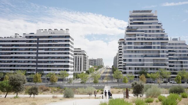 Modern Residential District With Contemporary Apartment Buildings