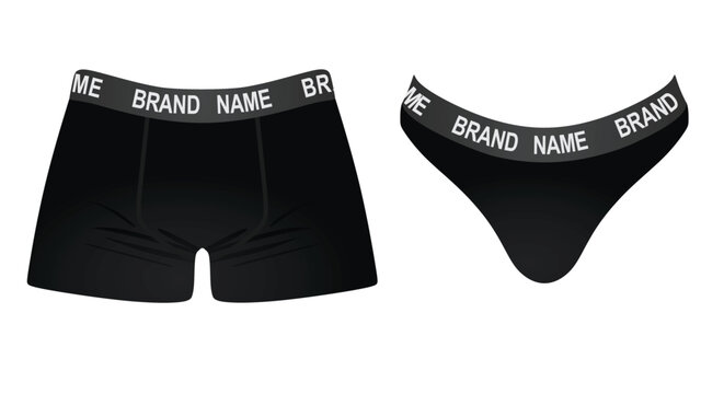 Brand name male and female panties underwear. vector illustration