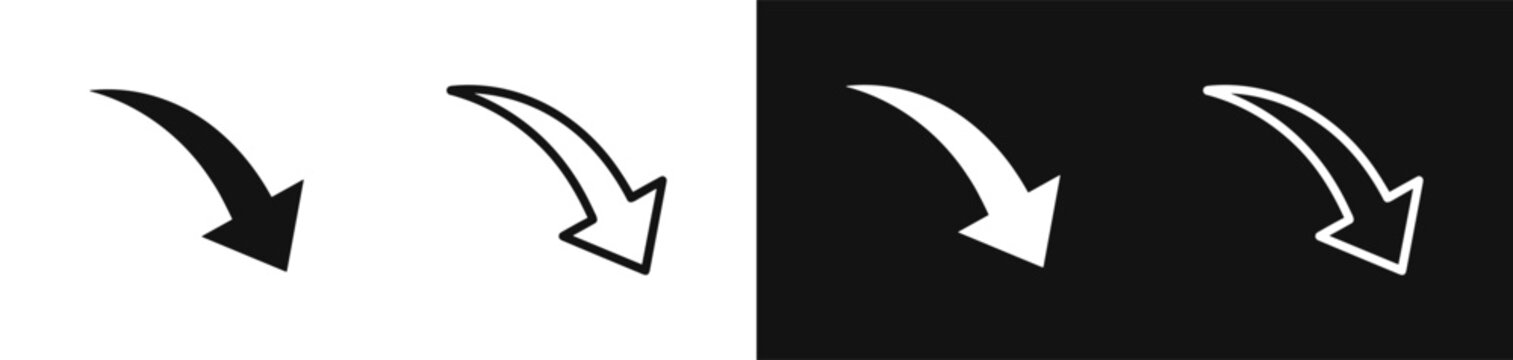 Downward arrow icons, solid and outline, for decline and negative trends