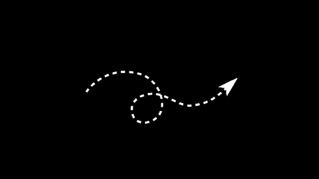 dotted arrow animation for creative direction, progress, and motion graphic compositions. on transparent background