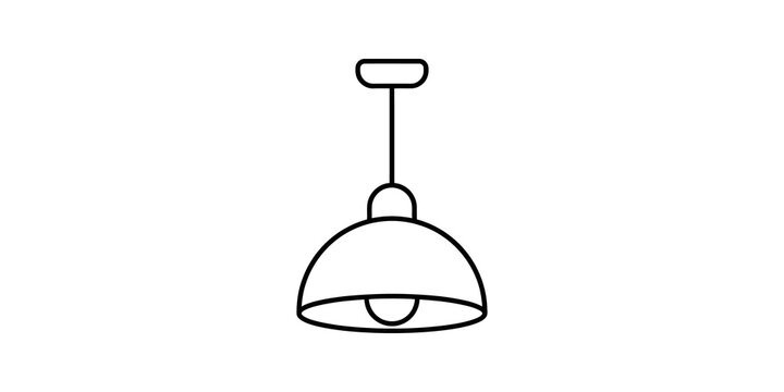 Hanging pendant light fixture icon on transparent background.