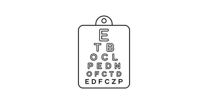 Eye chart with letters for vision testing, used in optometry clinics.