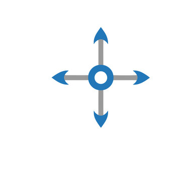 Four-way directional arrows with center circle